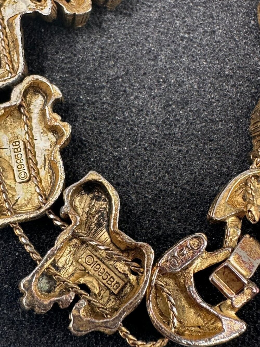 Vintage Noah Arks Bracelet Gold Tone Sliding Charms Bergdorf Goodman 7.25" - Picture 8 of 13